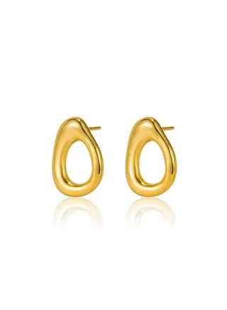 18K Gold Hollow Earrings For Women 
