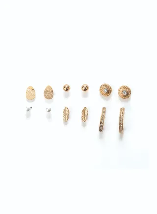 Assorted Set of 6 Fashion Earring Studs 
