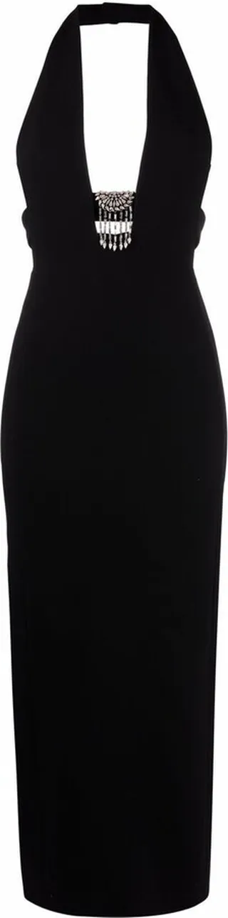 Crystal-Embellished Halterneck Dress