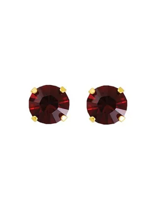 5MM January Garnet 24K Pure Gold Plated Ear Studs 