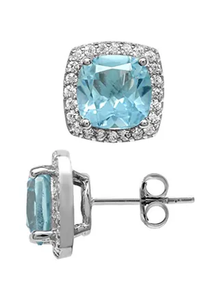 White Gold Plated Sterling Silver Halo Stud Earrings 