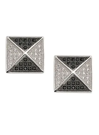 Micro Pave CZ Pyramid Sterling Silver Earrings 