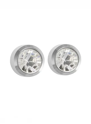 4MM April – Crystal Bezel Allergy free Stainless Steel Ear Studs 