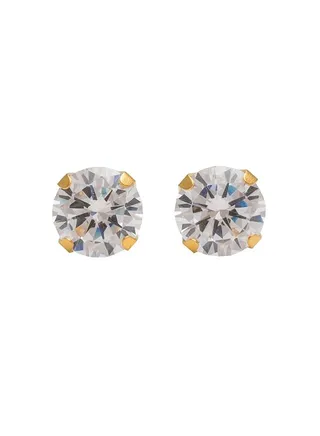 7MM Cubic Zirconia 24K Pure Gold Plated Ear Studs 