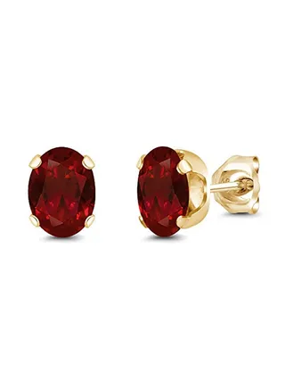Yellow Gold Plated Oval Brass Stud Earrings 