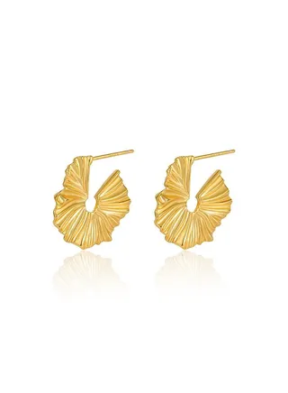 18K Gold Bohemian Hemline Earrings For Women 