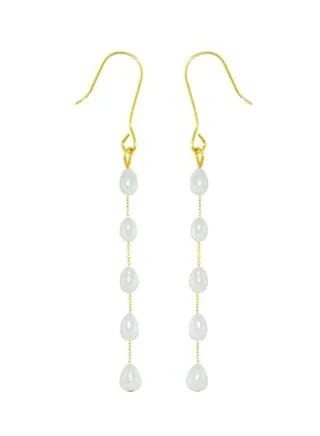 10 Karat Gold Pearls Opera Drop Earrings 