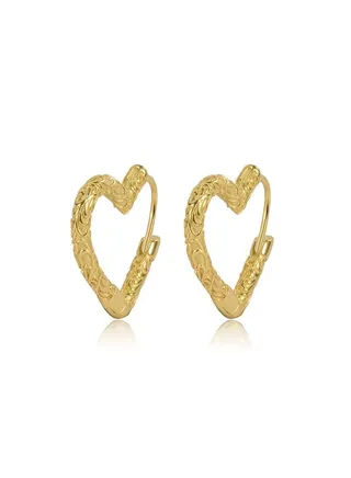 18K Gold Relief Tang Grass Pattern Love Earrings For Women 