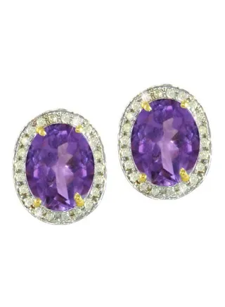 18 Karat Oval Cut Amethyst Earrings 