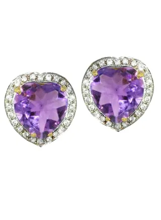 18 Karat Gold Diamond Studded Heart Cut Earrings 