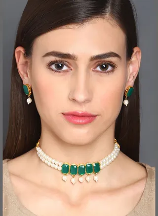 Gold_Plated Pearl Choker Set