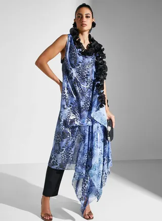 Asymmetrical Printed Top 
