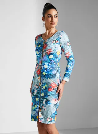 Floral Printed Zip Detail Dress 