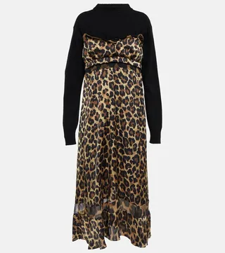 Leopard-print wool dress