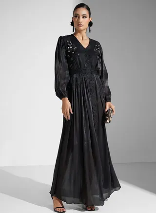 Lace details Embellished Dress 