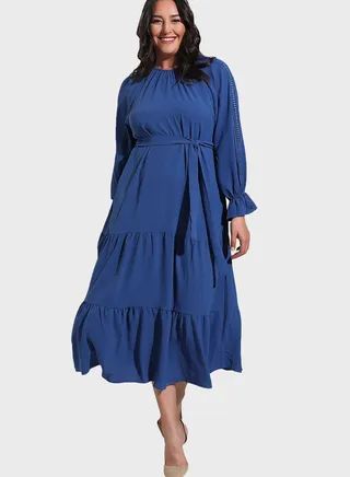 Tie Detail Ruffle Dress 