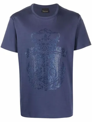 crest-print cotton T-shirt