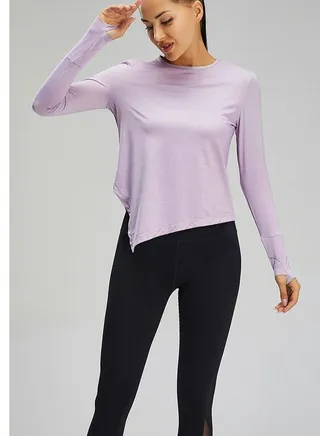 Exercise running yoga fitness long sleeve top Purple 