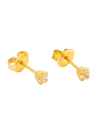 Cubic Zirconia Gold Plated Elegant Stud Earrings 