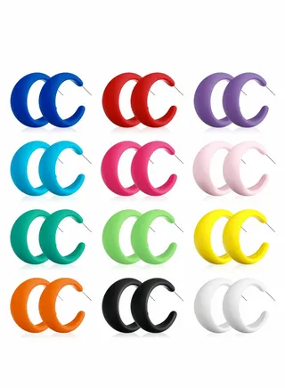 12 Pairs Acrylic Earrings Colorful Hoop Earrings Trendy Earrings Chunky Earrings Cute Candy Earrings Jewelry for Women 