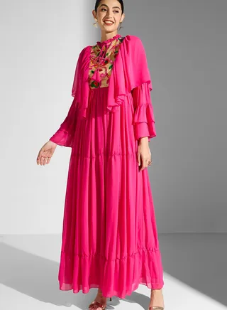Embroidery Ruffle Dress