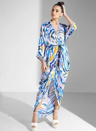 Tie Detail Printed Dress 