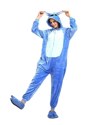 Cartoon Pattern Comfy Onesie Blue/White 
