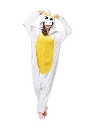 Unicorn Design Hooded Neck Onesie White/Yellow 