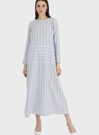 Striped Pocket Detail Dress 
