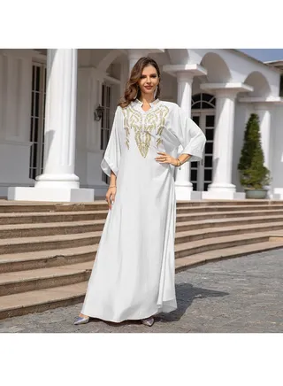 Muslim women's robe, embroidered abaya dress, women's 