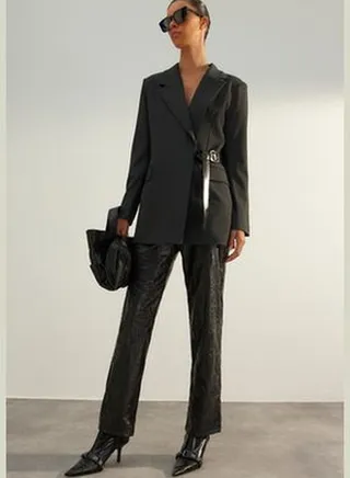 Anthracite Premium Regular Lined Woven Blazer Jacket TWOAW24BC00003