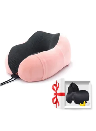Murano Travel Pillow, U Shape Memory Foam Pillow for Airplane and Car, Ergonomic Design Removable and Washable Invisible Zipper with Storage Bag Gift 3D Sleeping Mask 