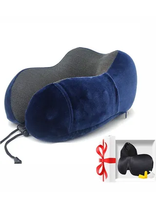 Morano Travel Pillow, U Shape Memory Foam Pillow for Airplane and Car, Ergonomic Design Removable and Washable Invisible Zipper with Storage Bag Gift 3D Sleeping Mask 