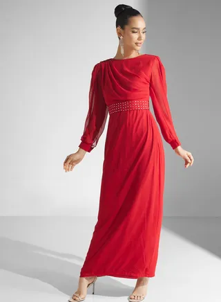 Puff Sleeve Belted Dress 