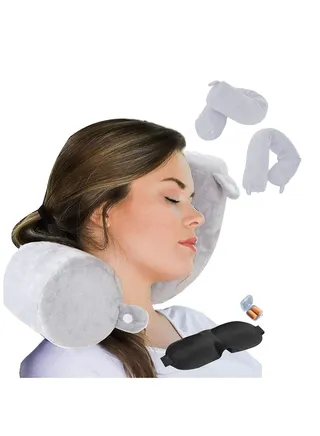 Twist Memory Foam Travel Pillow Neck,Chin,Shoulder,Lumbar and Leg Support for Adult Airplane Traveling Pillow (Gray) 