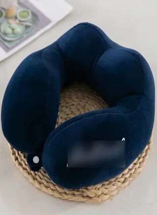 Travel Pillow Luxury Memory Foam Neck Head Support Pillow Soft Sleeping Rest Cushion For Airplane Car Home Best Gift (Dark Blue) 