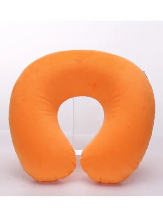 Head And Neck Support Travel Pillow U-shaped Inflatable Portable Neck Pillow Travel Slow Rebound Neck Protection Pillow Orange ﻿ 