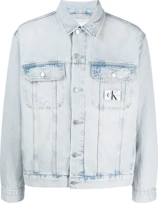 Logo-Patch Long-Sleeve Denim Jacket