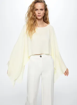 Flared Sleeve Boat Neck Top 