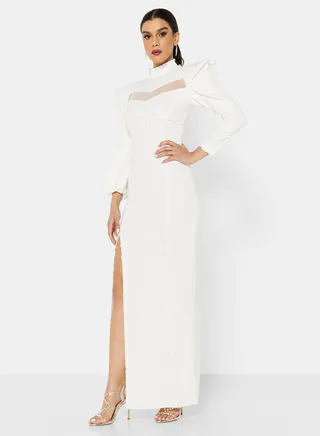 Slit Bodycon Dress white 