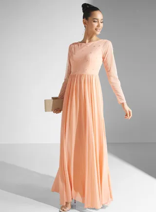 Embellished Mesh Detail Dress