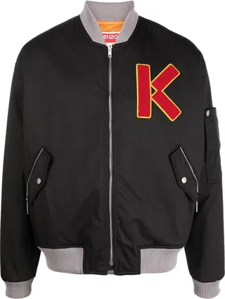 Cotton Embroidered-Logo Bomber Jacket