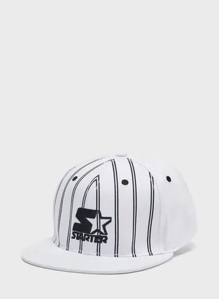 Embroidered Striped Flat  Cap