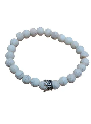 White agate stone men's handmade bracelet 