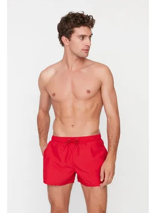 Red Men's Extra Short Basic Swimsuit Sea Shorts 