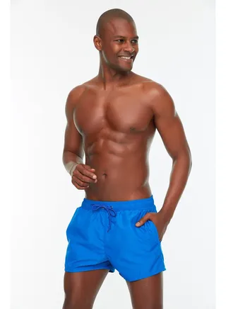 Blue Men's Extra Short Basic Swimsuit Sea Shorts 