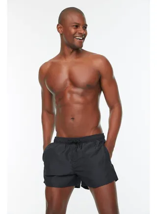 Men's Black Extra Short Basic Swimsuit Sea Shorts 