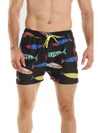 Colorful Fish Patterned Swim Short 