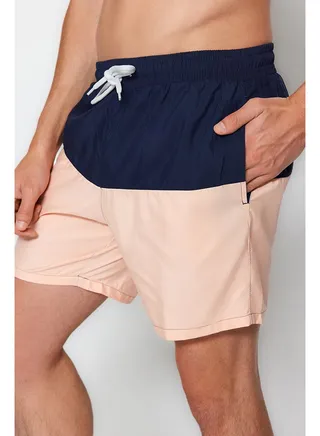 Salmon Men's Color Blocked Standard Size Sea Shorts 