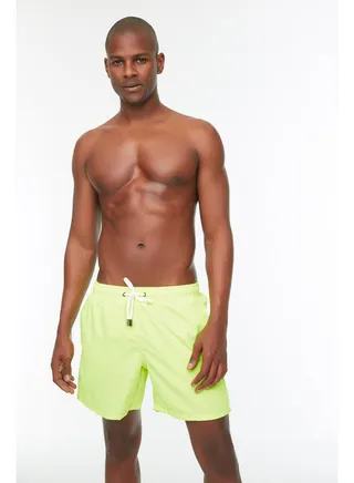 Yellow Men's Basic Standard Size Sea Shorts 